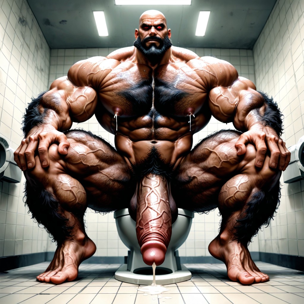 Earrings, Huge Hairy Pecs, Bodybuilder AI Gay Porn