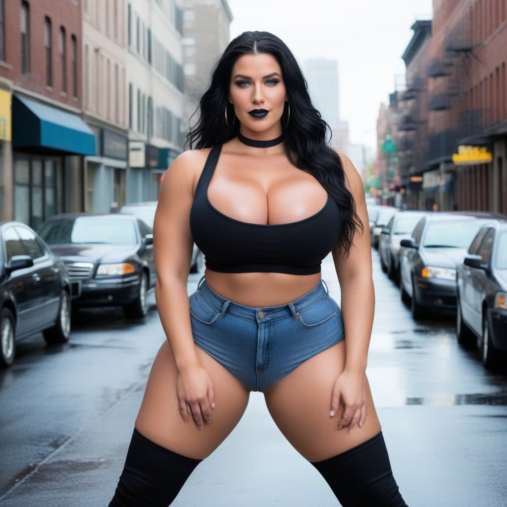 Long Wavy Hair, Toned Abs, Pitch Black Hair AI Porn