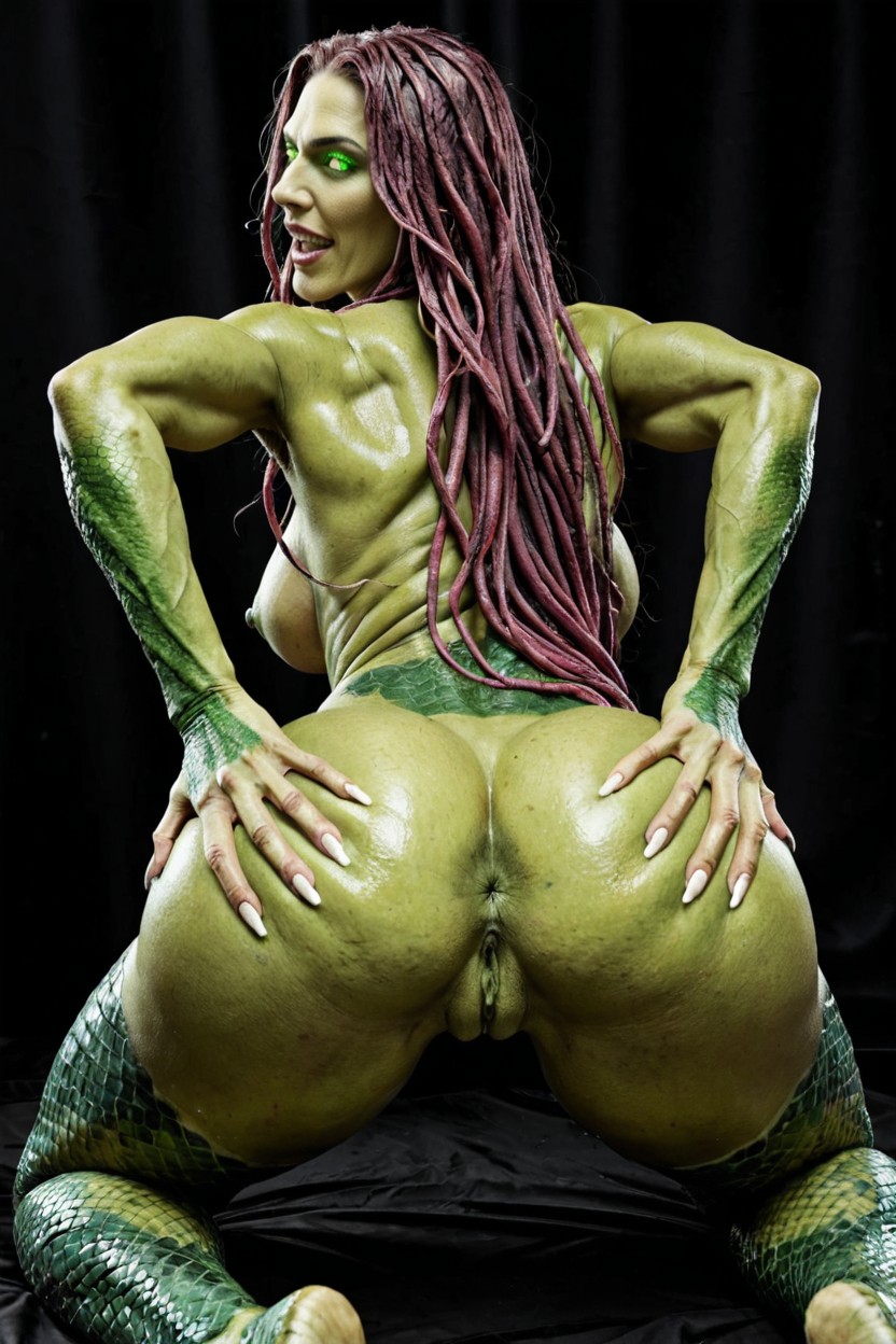 Small Ass, Naked Gorgon Demon, Scaley Skin On Tits And Nipples AI Porn