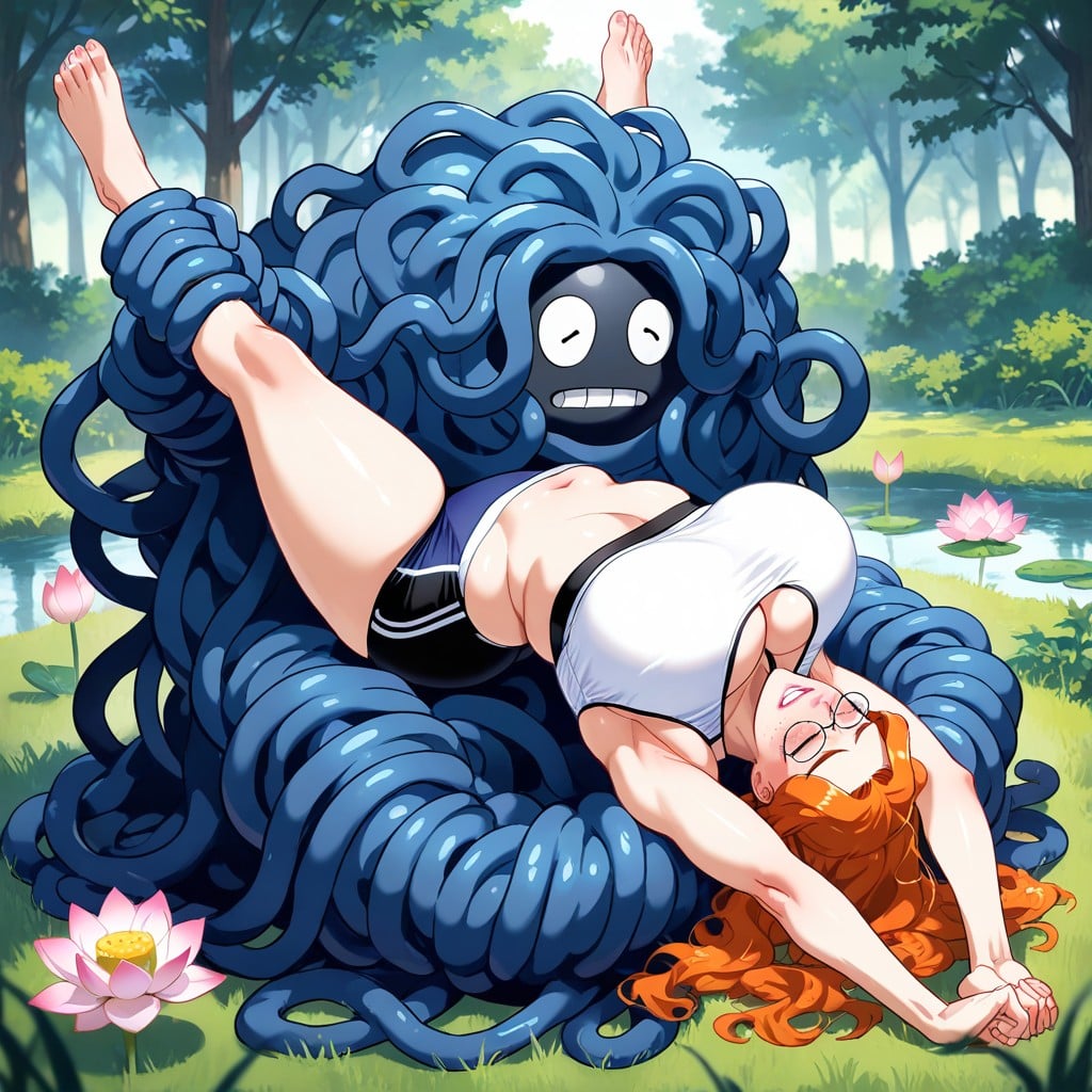 Plump Arms, Woman Is Stretching Her Back, Forcefully Pulling Her Upward AI Gay Porn
