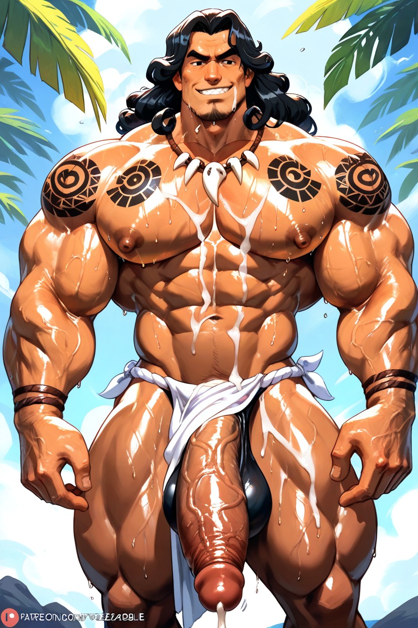 Massive Nipples, Long Curly Black Hair, Forbidden Vibe AI Gay Porn