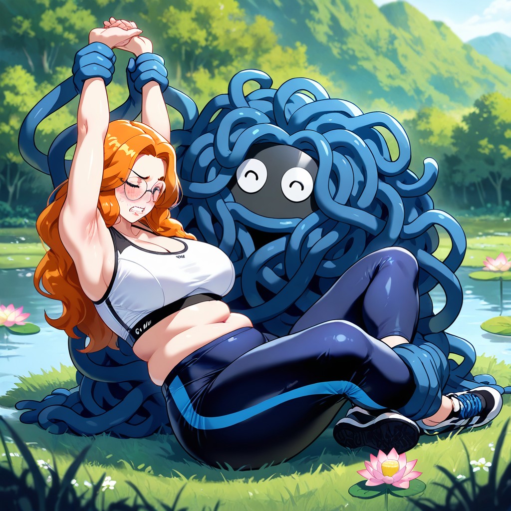 Giant Tits, Tangrowth Wrapping Tightly Around Woman's Arms, Curvy Woman AI Gay Porn