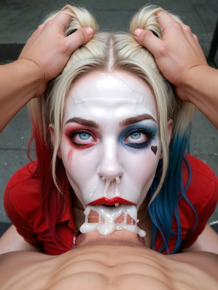Hands On Head Pushing It To Crotch, Confused Face, Ahegao AI Porn
