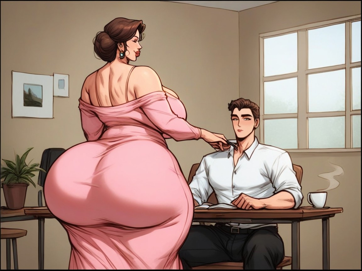 Cinematic, Man Sniff Ass, Bigger Female Milf AI Porn