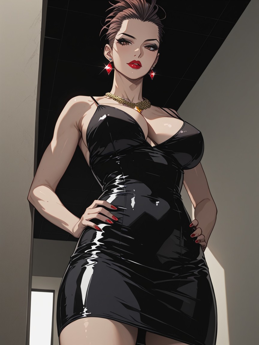 Model Pose, Engominado, Muy Corto Hentai IA