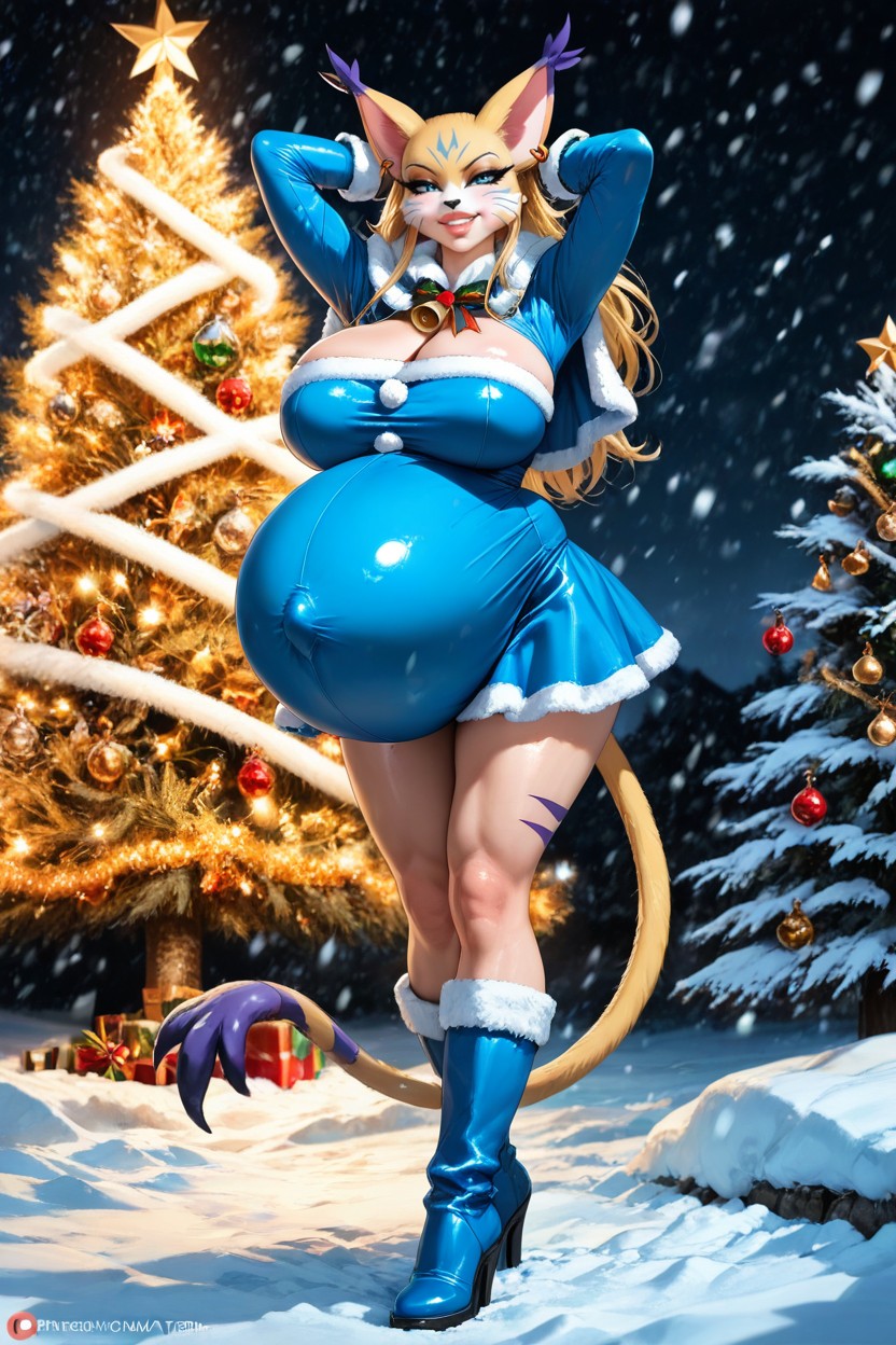 Christmas, No Pregnancy Stripe, Model Standing AI Porn