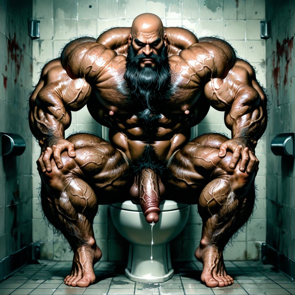 Hyper Balls, Face Visible, Sitting Down On Toilet AI Gay Porn