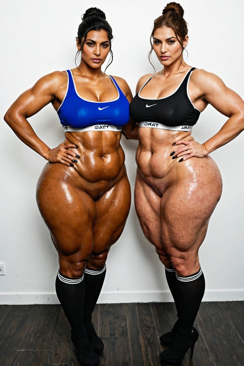Gigantic Huge Massive Hyper Thighs, Exposed Navel, Big Stomach AI Porn