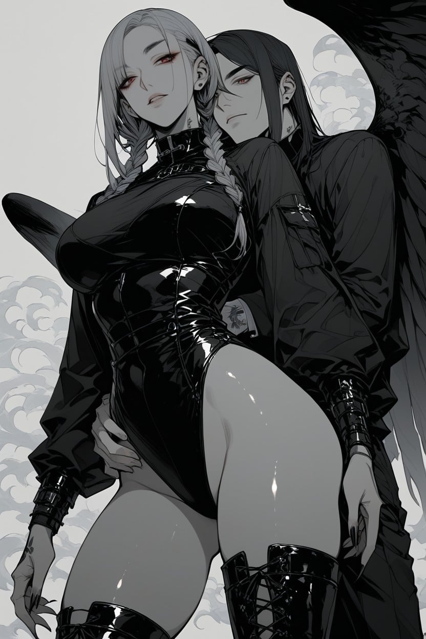18+, Sharp-featured Face With Pronounced Cheekbones My Hair Is Long And Black, I Appear As A Tall Hentai AI Porn