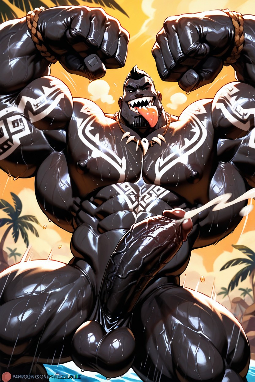 Flexing, Sweating, Skinny AI Gay Porn