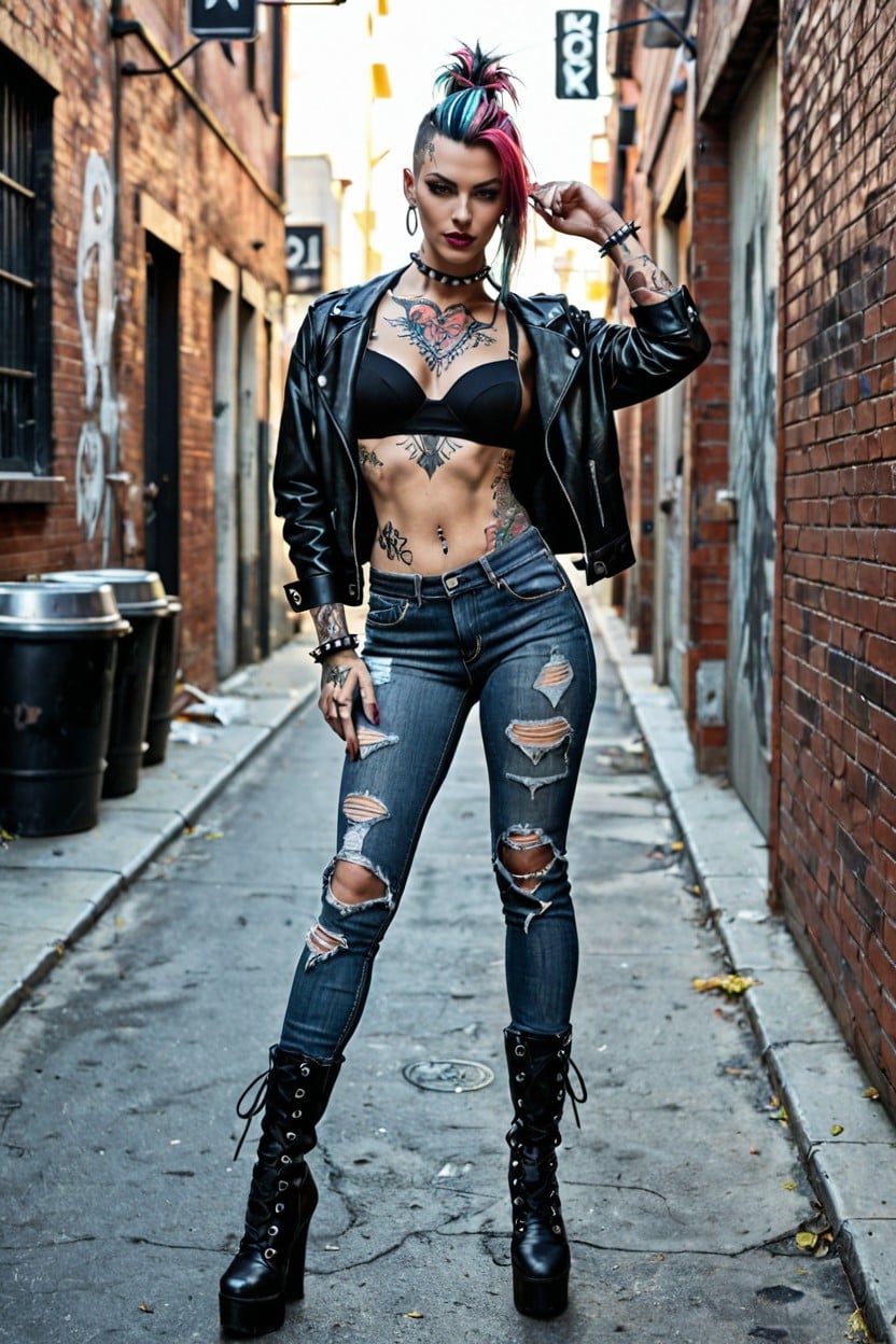 Rebellious Appearance, Bdsm Style Anarchist Appearance, Punk Slut AI Porn