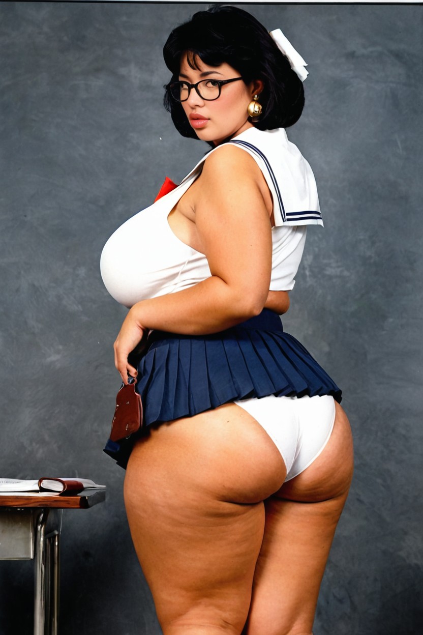 Extremely Large Ass, Choker With Bell, 18+ BBW AI Porn