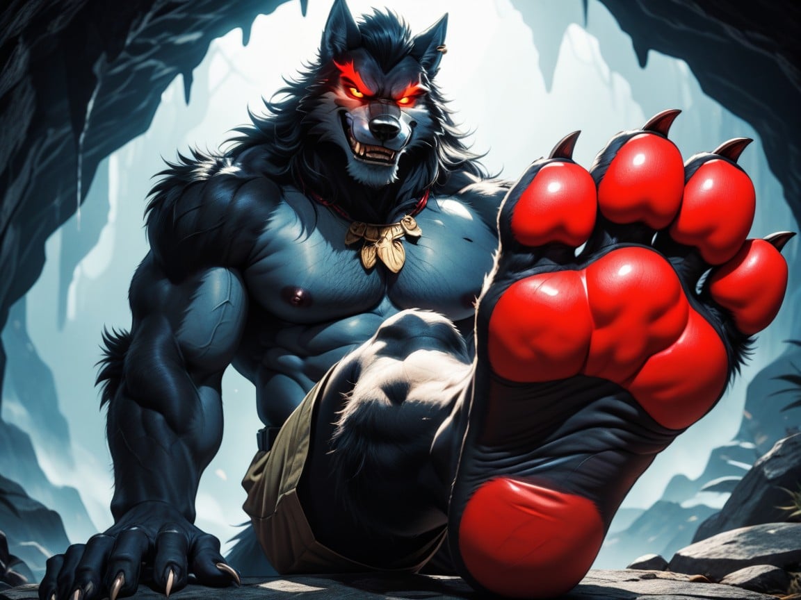 Paw Soles, Red, Dominant AI Gay Porn