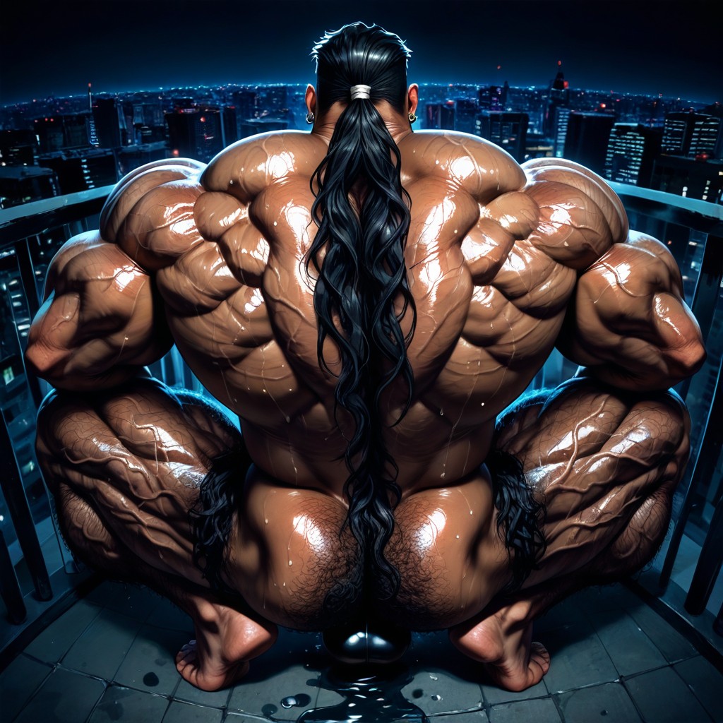 Detailed Muscles, Extreme Hairy Legs Muscle Structure, On Tiptoes AI Gay Porn