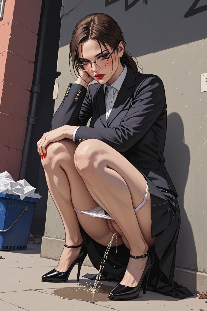 Amazing Skirt Topping Legs, Trash On Ground, Peeing Hentai AI Porn