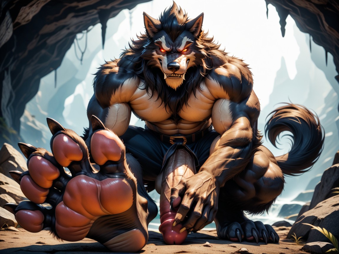 Massive, Who Is A Muscular, Werewolf AI Gay Porn