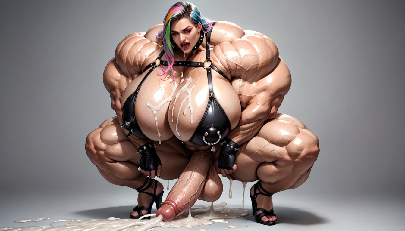 Gigantic Muscular Calves, Gigantic Serratus Anterior, Orgasme Porno IA transsexuelle