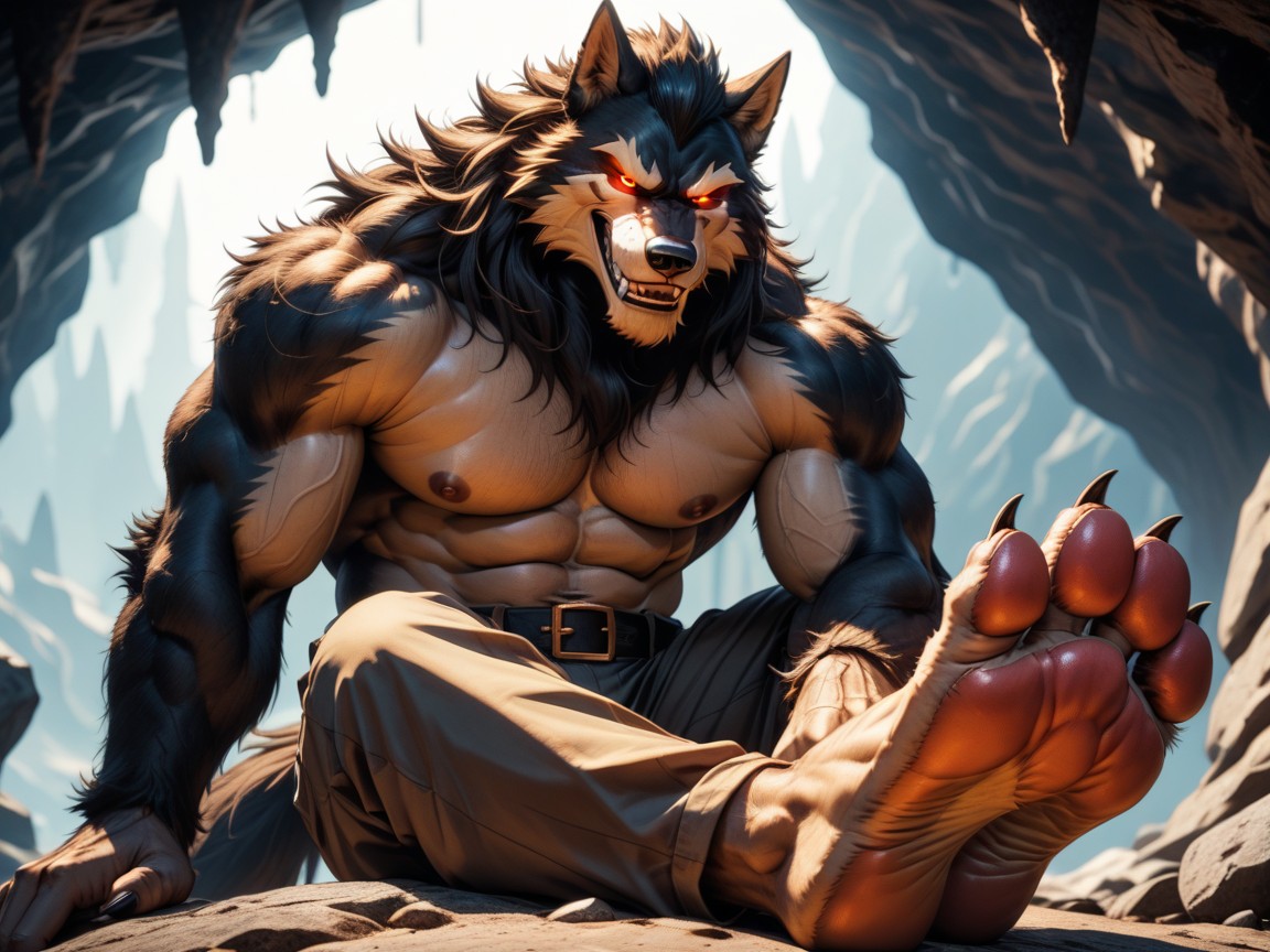 Relaxed, The Feet Paw Soles Are The Focus Of The Image, Dominant AI Gay Porn