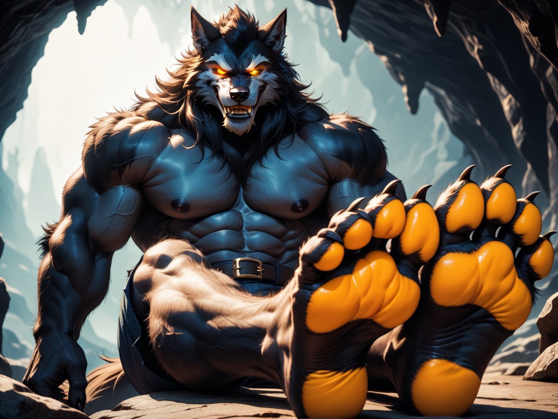 Manly Anthropomorphic, Rugged, Furry Foot Paws AI Gay Porn
