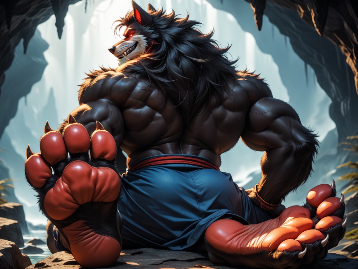 The Feet Paw Soles Are The Focus Of The Image, Red, A Dominant AI Gay Porn