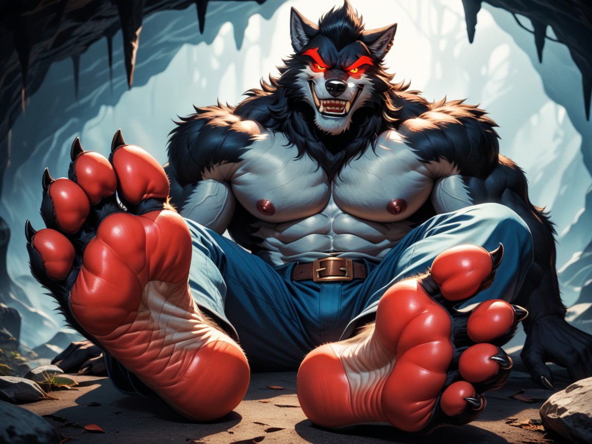 Furry Foot Paws, Red, A Dominant AI Gay Porn