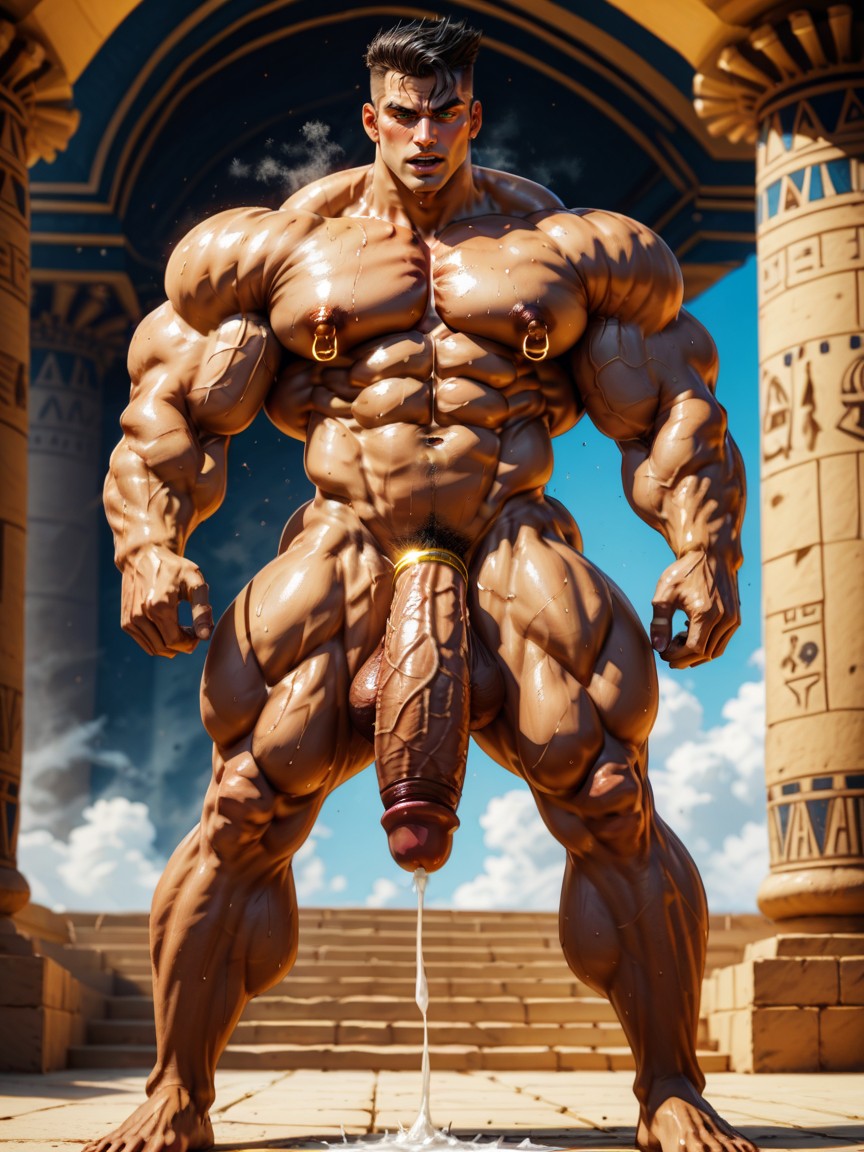 Broad Shoulders, Cum Oozing, Side View AI Gay Porn