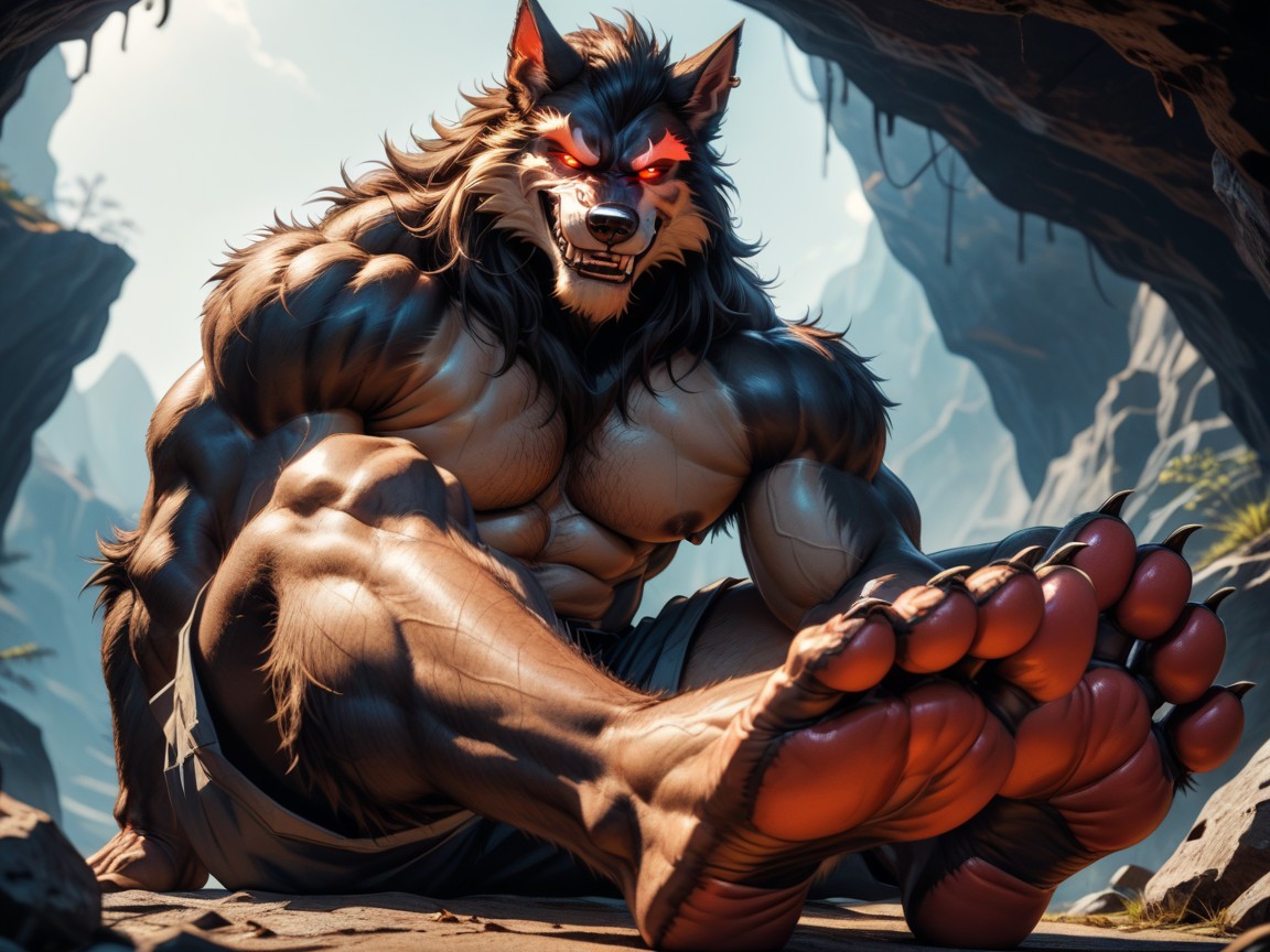 Furry Foot Paws, Imperious And Demanding The Viewer Worship His Paws, He Has A Smirk On His Face AI Gay Porn