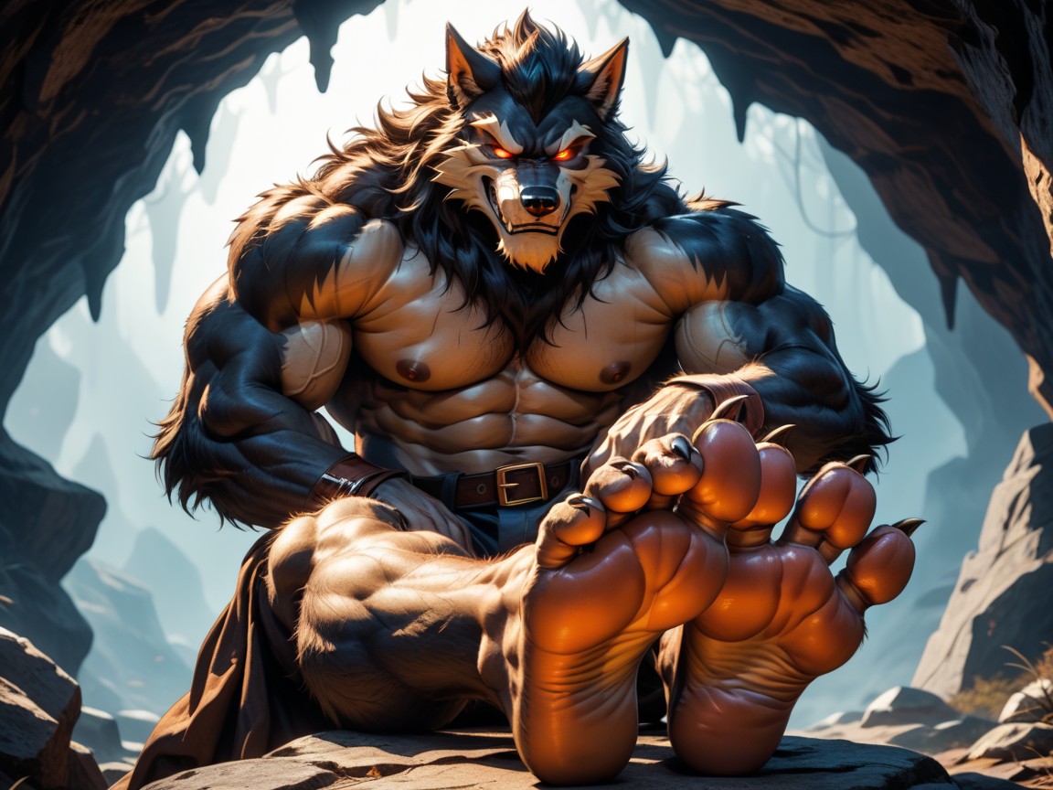 He Is Bold, Furry Foot Paws, Imperious And Demanding The Viewer Worship His Paws AI Gay Porn