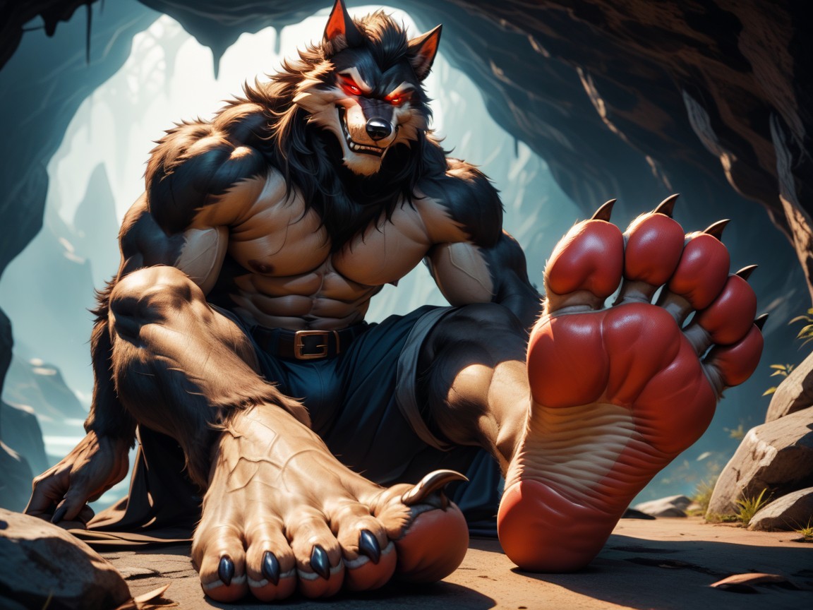 Furry Foot Paws, His Beautiful Massive Penis Stands Erect And Glorious, Dominant AI Gay Porn