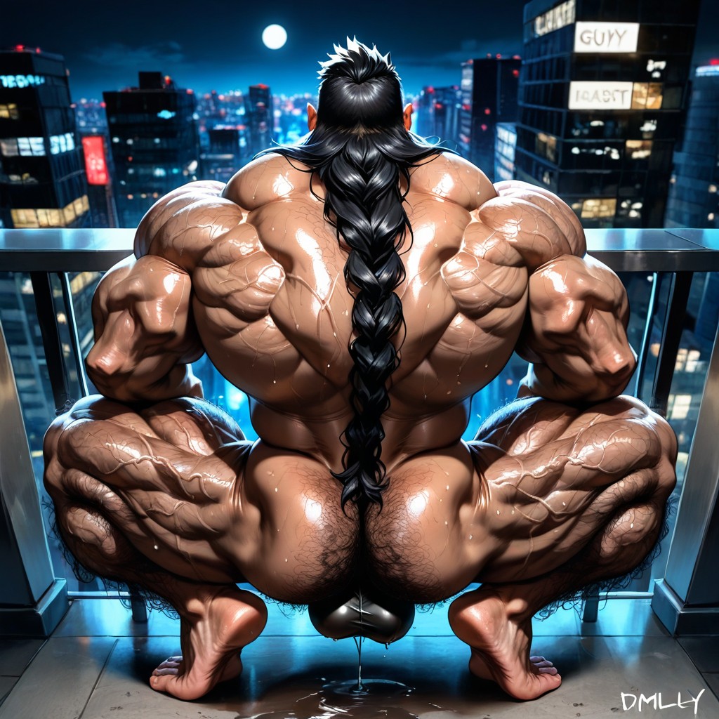 Low Hanging Balls, Long Beard, Squatting KI Schwulenporno
