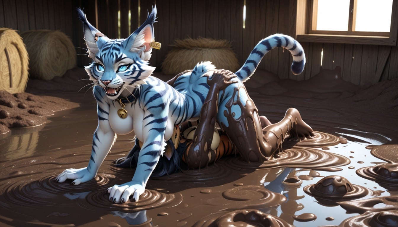 Excessive Mud, Leopard, Mud Everywhere Furry AI Porn