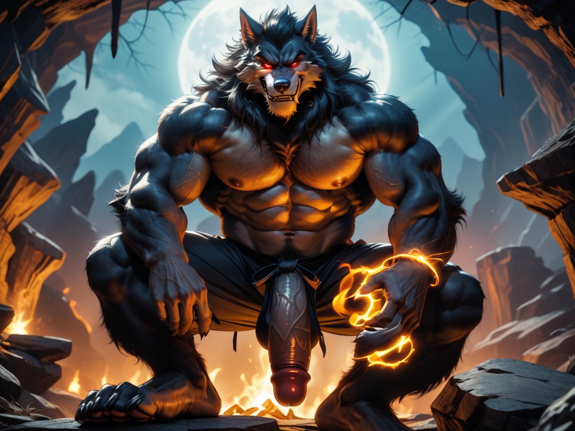 Sadistic Werewolf Is Showing Off His Soles, 늑대인간, 거대한 게이 AI 포르노