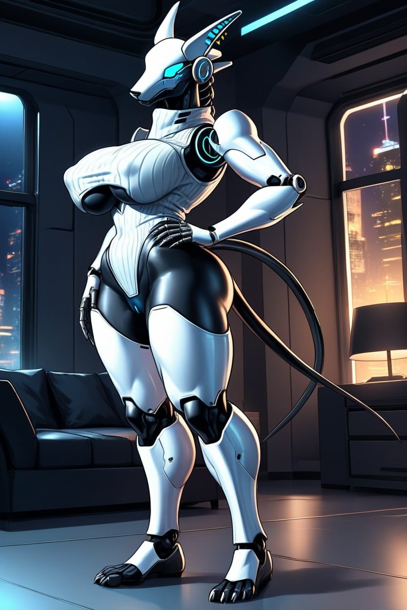 Side View, Metallic Body, Anubian Jackal Furry AI Porn