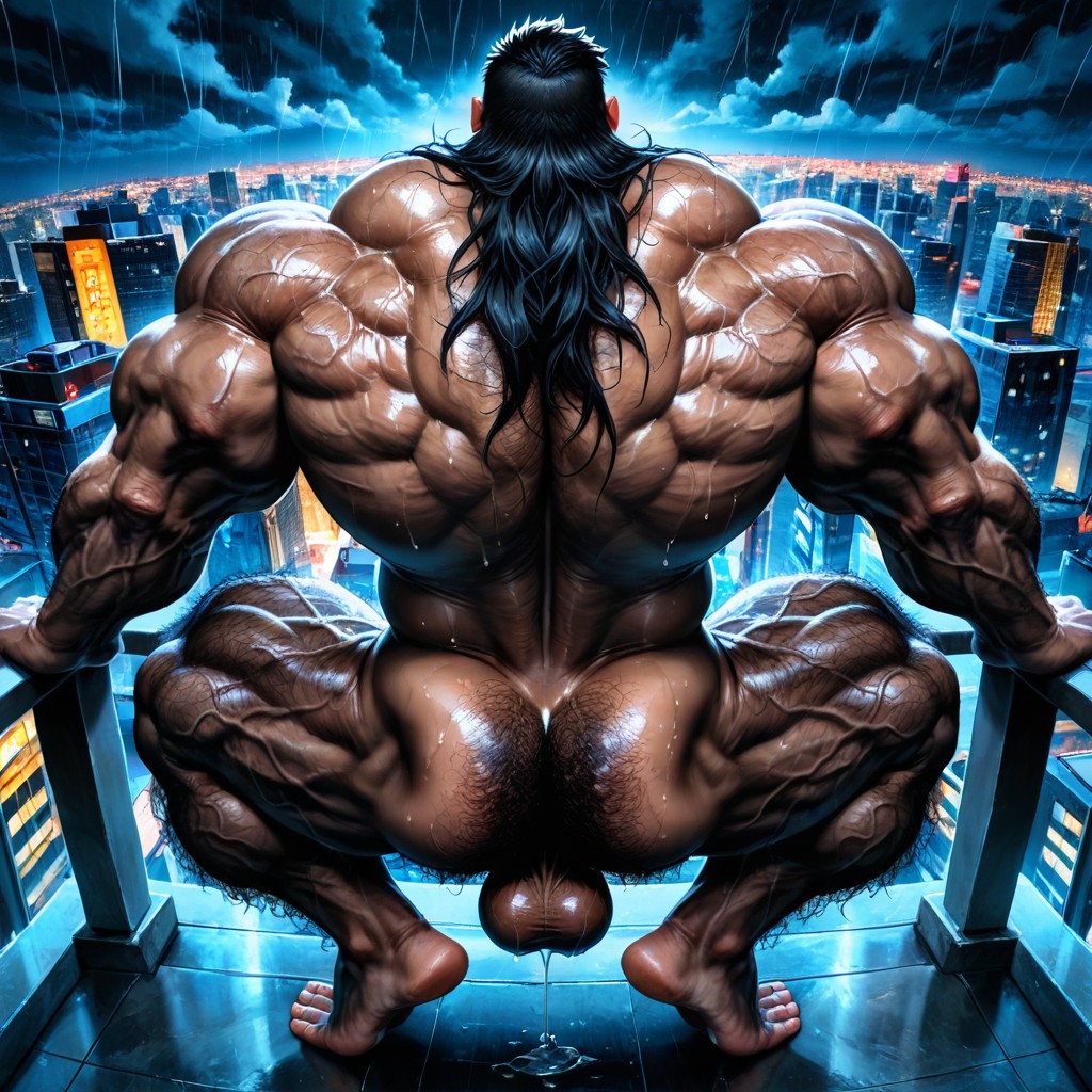 Hyper Nipples, Bodybuilder, Detailed Muscles Porno IA Gay