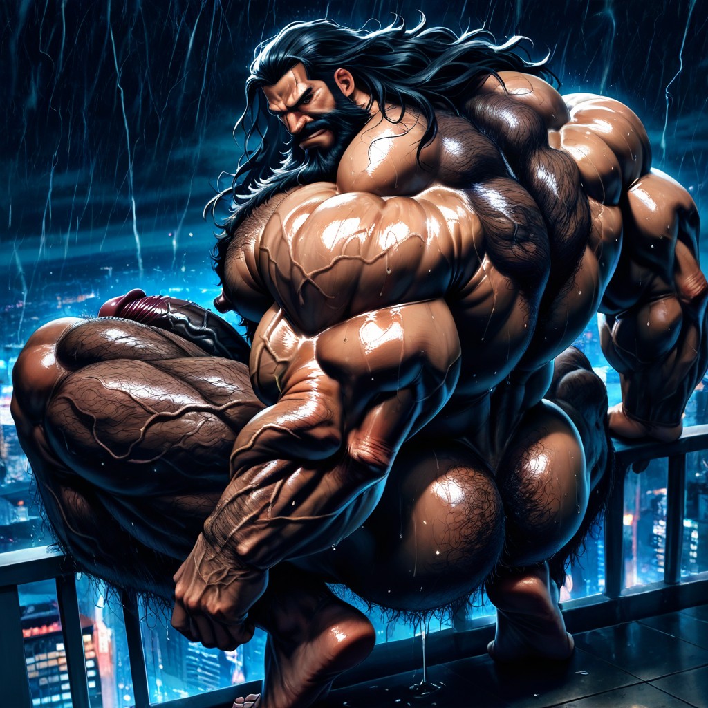 Hyper Hairy Body, Naked, Very Sweaty And Oiled Porno IA Gay
