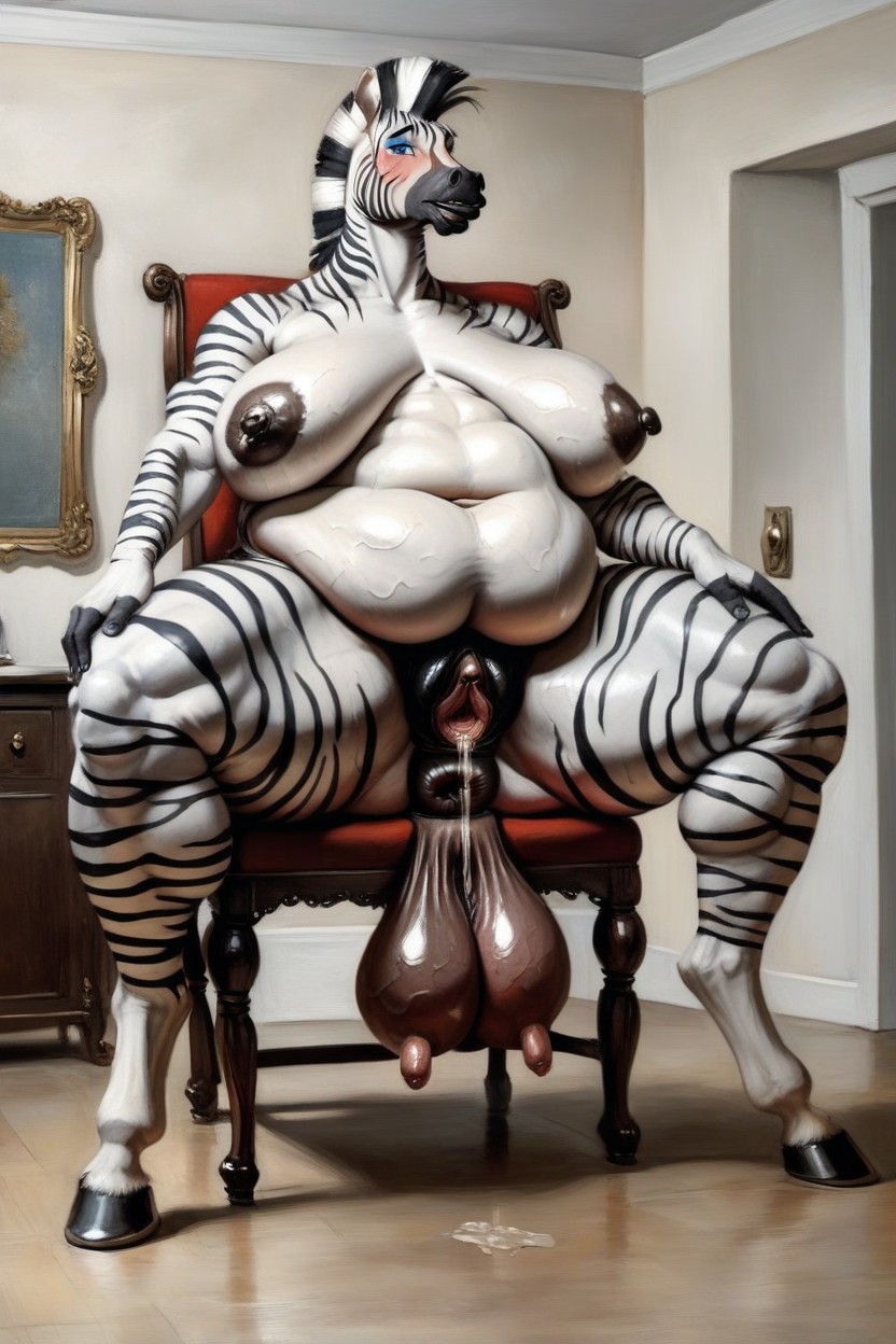 Hyper Wide Hips, High Detailed Pussy, Pussy Dripping Furry AI Porn