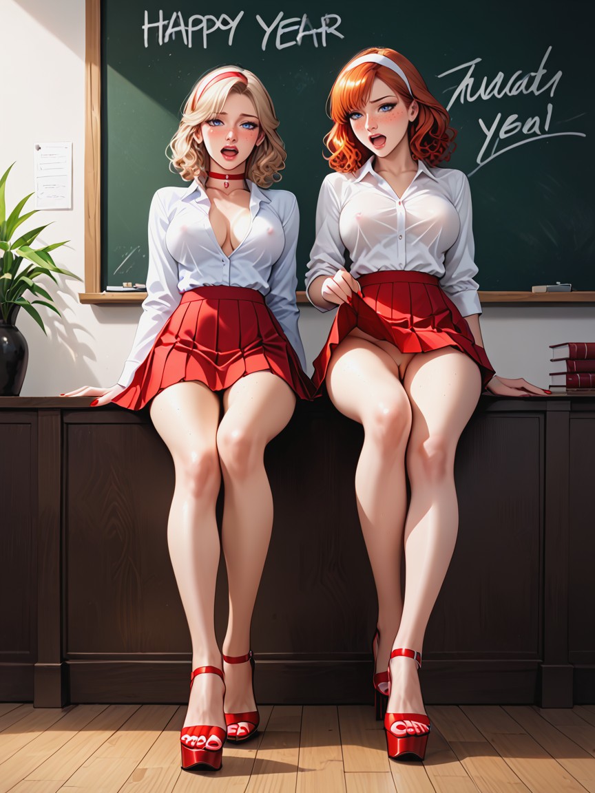 Orgasm, Blue Eyes, Hourglass Figure AI Porn