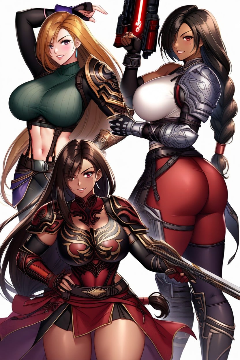 Stormtrooper Armour, Military Belt, Dark Red Pants With Black Armor Plating Hentai AI Porn