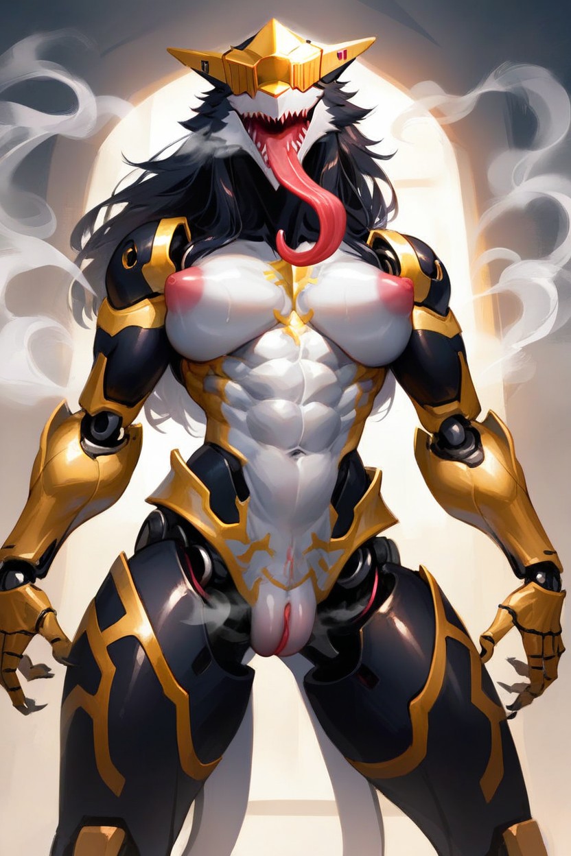 Evil Grin, Complete Lack Of Eyes, Steam Furry AI Porn