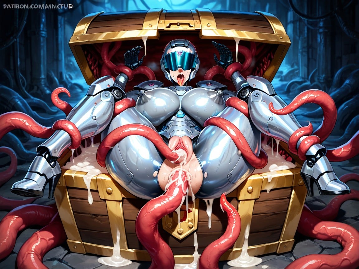 Oral Penetration, Tentacles, Restrained Inside Huge Open Chest With Teeth Hentai AI Porn