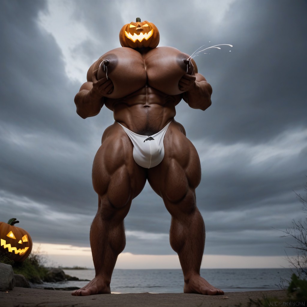 Massive, Jack-o'-lantern Head, Brown Skin Porno IA Gay