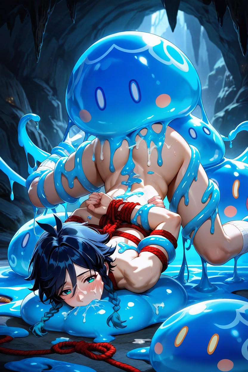 Large Sculpted Pecs, Eating Ass, Surrounded By Large Hydro Slime Porno IA Gay