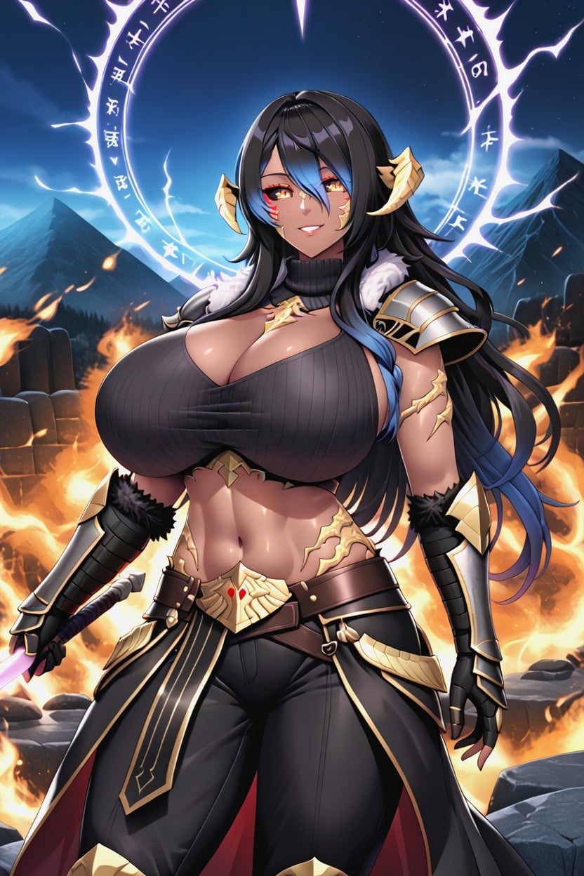 Armor Cuirass On Chest, Fluffy Fur On Neck, Fluffy Fur On Neck Hentai AI Porn
