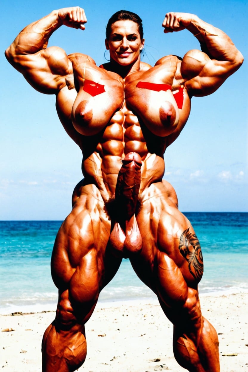 Very Massive Cock Bulge, Massive Muscular Woman, Gigantic Latissimus Dorsi ニューハーフAIポルノ
