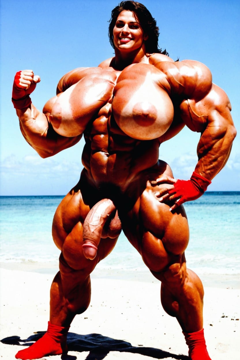 Muscular Female, Gigantic Abs, Very Massive Cock Bulge 쉬메일 AI 포르노