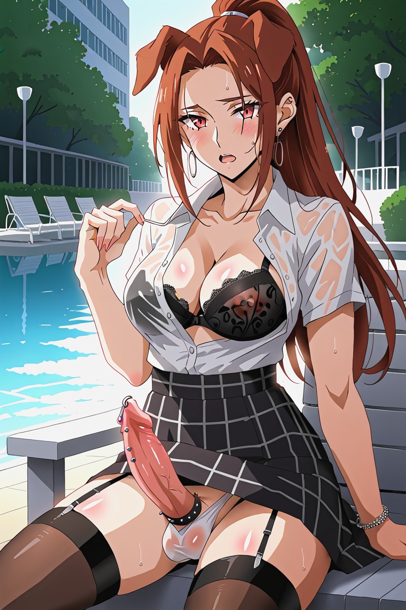Perm Hairstyle, One Breast Exposed, Brunette Furry AI Porn