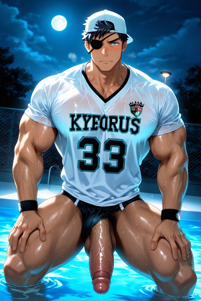 Waist Shot, Bold_shadow_lines, Moonlight Pornografia gay com IA