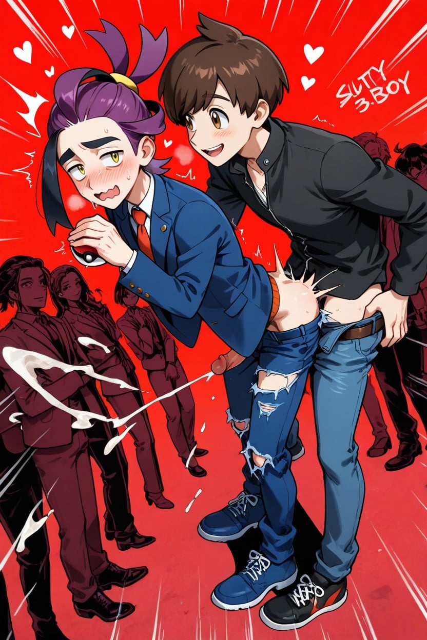 Youthboy, Simple Red Background, Maigre Porno IA Gay