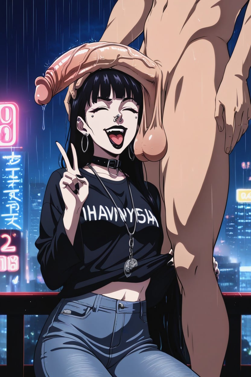 Goth Woman, Night, Weird AI Porn