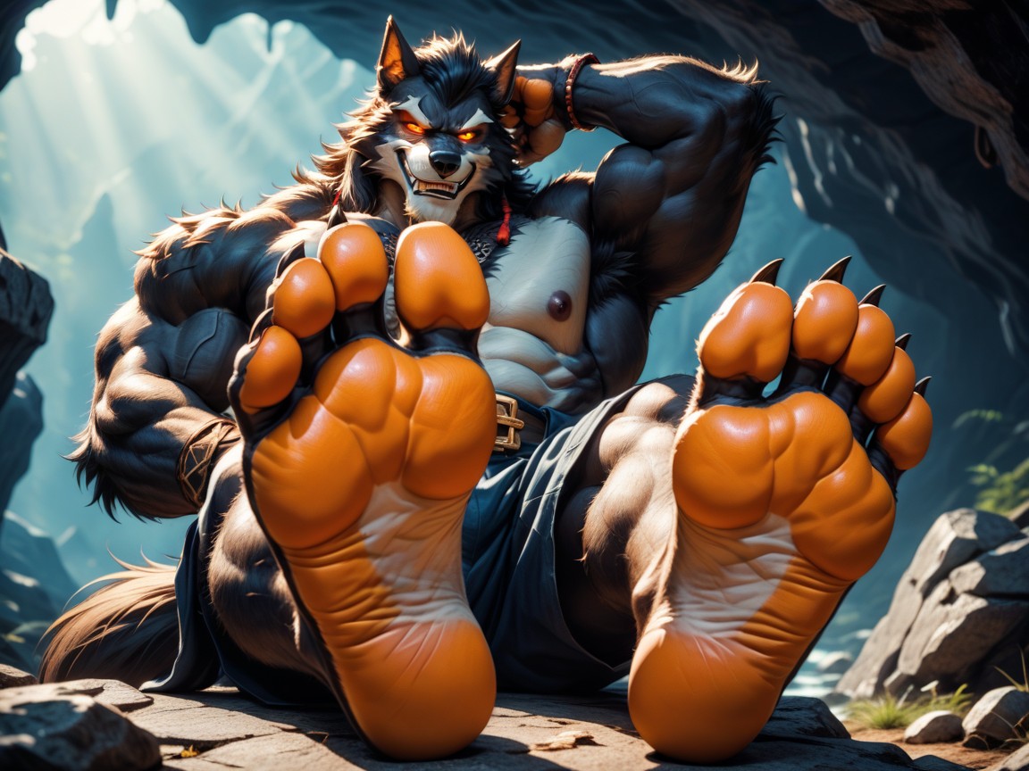 Massif, He Is Sitting In A Hidden Cave, He Has A Smirk On His Face Porno IA Gay